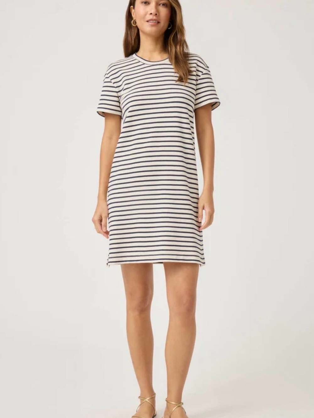 The Splendid Collection Crewneck Short-Sleeve Striped Mini Dress - Navy & White